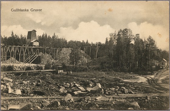 Historiskt vykort över Gullblanka gruvor